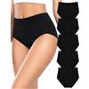 Briyat Mutande Donna Cotone Vita Alta 5 Pezzi Senza Cuciture | 93.2% cotone 6.8% elastan, bordi extra comfort, vestibilità coprente, morbide e traspiranti