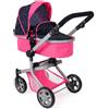 Bayer Chic 2000 - Passeggino per bambole Mika, passeggino combinato 2 in 1 per bambini dai 4 agli 8 anni, passeggino per bambole fino a 52 cm, coriandoli rosa