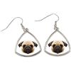 Mops, Pug, Carlin - orecchini con foto e iscrizione cane geometrico Art-Dog