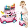 TrAdE Shop Traesio CAVALCABILE TROLLEY SCHOOLBUS CUCINA GIOCATTOLO BAMBINI 3IN1 LUCI SUONI ACCESSOR
