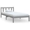 vidaXL Letto in legno massiccio pino grigio 90x200 cm