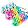 oCreon Portachiavi con tastiera luminosa che emette suoni - Set da 3 - Tastiera giocattolo portatile con 4 tasti