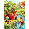 Sonstige Puzzle da 500 pezzi per adulti, raffigurante la raccolta di fragole, gnomi da giardino e una casetta a forma di fungo