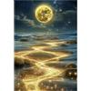 Sonstige Puzzle per adulti, soggetto: luna, spiaggia, luce lunare. 300 pezzi. Dimensioni: 15" x 10". Realizzato in legno