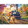 HUADADA Puzzle da 1000 pezzi per adulti, raffigurante un treno felice con dei cani, dimensioni 70x50 cm