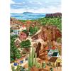 HUADADA Puzzle da 1000 pezzi, raffigurante una città situata in una gola vicino al mare, con un'atmosfera da villaggio minerario. Dimensioni: 70x50 cm