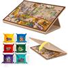Sonstige Tavola per puzzle inclinabile con supporto e copertura 2-in-1, in feltro, con angolo regolabile in 3 posizioni, 6 scomparti per la classificazione, color kaki