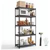VEVOR Scaffalatura da Garage a 5 Ripiani, 92,3 x 41,5 x 181 cm Portata 907,2 kg, Struttura in Metallo Robusto, Ripiani in Rete Regolabili, per Garage, Cantina, Magazzino e Cucina, con Guanti, Nera