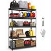 VEVOR Scaffalatura da Garage a 5 Ripiani, 122x45x181,3 cm Portata 1134 kg, Scaffale Struttura in Metallo Robusto, Ripiani in Rete Regolabili, per Garage, Cantina, Magazzino e Cucina, con Guanti, Nera