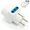 ECOVA ADATTATORE MULTIPLO BIPASSO SCHUKO 16A 2 PRESE ITA 1 PRESA SCHUKO BIANCO -ECO30111
