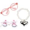Lyreh Abiti per Bambole Set, Adorabili Occhiali Rosa Collana a Forma di Cuore e Graziose Scarpe di Tela per Bambole Abbigliamento Accessori Decorazioni o Collezioni