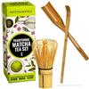 MATCHAMAKA Set da tè con frusta Matcha, frusta giapponese (Chasen), paletta tradizionale (chashaku), cucchiaino da tè - Il perfetto set per cerimonia del tè verde Matcha - Kit tradizionale per tè