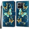 PHINIENLAND Cover per Honor 400 Smart 4G/5G custodia portafoglio Turquoise | 3 scomparti carte, 1 tasca banconote, Chiusura magnetica, Supporto, Pelle PU flip cover per Honor 400 Smart