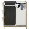HOMCOM Cesto Portabiancheria 2 Scomparti 120L Coperchi Bambù Nero/Bianco | Tasche Laterali, Sacchi Estraibili, Grande Cesto Biancheria Sporca, per Camera da Letto e Bagno