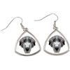 Levriero scozzese, Deerhound - orecchini con foto e iscrizione, cane geometrico,