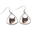 Pinscher tedesco, Pinscher tedesco - orecchini con foto e iscrizione, cane geome