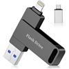 Vackiit Chiavetta USB 256GB per iPhone MFi Chiavetta USB C Lightning USB A 3 in