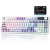 Selius Tastiera meccanica wireless da 98 tasti - Layout QWERTY per gaming - Retroilluminazione RGB - Hot-swappable (possibilità di sostituire i tasti) - USB-C, Bluetooth 2.4 GHz - Colore viola - Adatta per PC e laptop