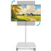 Sonstige Supporto TV mobile, adatto per schermi da 32-70 pollici, girevole a 90°, bianco, con regolazione in altezza, base in legno con rotelle