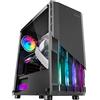 Mars Gaming MC-X2, Case PC Gaming ATX, Frontale Acciaio FRGB, 2x Ventola FRGB 12 cm, Finestra Laterale Completa, Nero