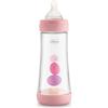 Artsana Chicco Perfect 5 Biberon Anticolica, Bimba, 300 ml, Silicone, 3 Fori, Rosa