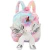 Lurrose - Zaino in peluche a forma di unicorno, stile casual, per bambini, con ali argentate