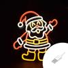 Wisdom Babbo Natale luminoso da 40x40cm Led Neon Flex USB da interno Wisdom