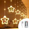 Wisdom Tenda luminosa 3 metri 100 Led Bianco Caldo con Stelle e figure natalizie altezza 60cm USB per interno con telecomando Wisdom