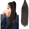 JJstar Coda Capelli Extension 70 cm Liscia, Clip e Fascia Avvolgente, 130 g | Coda liscia sintetica da 70 cm e 130 g, con clip e fascia avvolgente per aggiungere più lunghezza e volume in pochi passaggi.