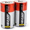 VELAMP LR20/2BP Batteria Torcia LR20 D, Alkaline, Rosso