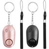 AiQInu 2 Pezzi Allarme Personale, Allarme Tascabile da donna,Allarme di Autodifesa, Sirena 140 dB con illuminazione a LED per donne, anziani(Rosa, Nero)