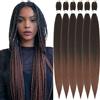Xusuperb Pre Stretched Braiding Hair Ombre marrone scuro 30 pollici Easy Braids Extension capelli sintetici da intrecciare, 6 confezioni di morbidi nodi Kanekalon Yaki Texture T1B/30#
