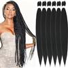 Xusuperb Extension Capelli per Treccine Africane Nero 30 Pollici Lunghe Kanekalon Easy Braids Extensions Nere 6 Confezioni Extension Capelli Sintetici per Trecce Black Braiding Hair Pre Stretched(1B)