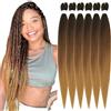 Xusuperb Pre Stretched Braiding Hair Ombre Brown 26 pollici Easy Braids Extension capelli sintetici Kanekalon da intrecciare, 6 confezioni di trecce morbide Yaki (T1B/30/27#)