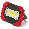Velamp Odissey lampada da lavoro LED COB 10W - 900 lumen - luce portatile a batterie 4×AA, 3 modalità di illuminazione, supporto orientabile a 180°