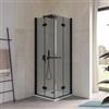 DEGHI Box doccia 70x70 cm doppio soffietto vetro anticalcare fumè e profilo nero opaco 195h - Flexy