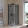 DEGHI Box doccia 75x80 cm doppio soffietto vetro anticalcare fumè e profilo nero opaco 195h - Flexy
