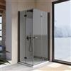 DEGHI Box doccia 80x100 cm doppio soffietto vetro anticalcare fumè e profilo nero opaco 195h - Flexy