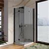 DEGHI Box doccia 80x90 cm doppio soffietto vetro anticalcare fumè e profilo nero opaco 195h - Flexy