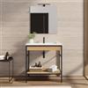 DEGHI Mobile bagno a terra 80 cm nero e rovere con lavabo integrato - Axis