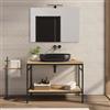 DEGHI Mobile bagno a terra 100 cm portalavabo nero e rovere con specchio - Axis