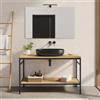 DEGHI Mobile bagno a terra 120 cm portalavabo nero e rovere con specchio - Axis