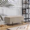 DEGHI Panca contenitore 110x44 cm in velluto beige e gambe in metallo nero - Jannali