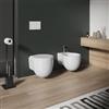 DEGHI Sanitari sospesi in ceramica lucida Bloom con sedile copri wc softclose salvaspazio