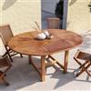DEGHI Tavolo rotondo da giardino allungabile 120/170x120 cm in legno teak - Louis