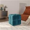 DEGHI Pouf 36x36 cm in velluto blu petrolio antimacchia e idrorepellente - Josef