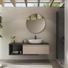 DEGHI Mobile bagno sospeso 140 cm rovere grigio con cassettone argilla e specchio - Balik