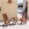 DEGHI Set relax tavolino pieghevole 50x50 cm e 2 sedie pieghevoli in legno teak - Louis