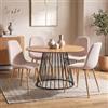 DEGHI Set 4 sedie in velluto a coste rosa cipria con gambe in metallo effetto legno - Finesse Velvet