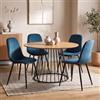 DEGHI Set 4 sedie in velluto blu con gambe in metallo nere - Finesse Velvet